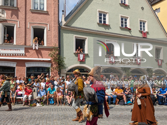 Over 2,000 participants recreate the medieval wedding of Hedwig Jagiellon and George of Bavaria. On July 16, 2023, in Landshut, Bavaria, Ger...