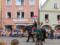 Over 2,000 participants recreate the medieval wedding of Hedwig Jagiellon and George of Bavaria. On July 16, 2023, in Landshut, Bavaria, Ger...