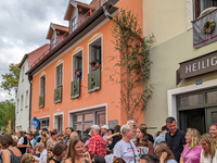 Over 2,000 participants recreate the medieval wedding of Hedwig Jagiellon and George of Bavaria. On July 16, 2023, in Landshut, Bavaria, Ger...