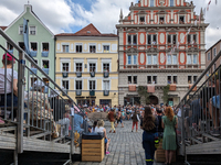 Over 2,000 participants recreate the medieval wedding of Hedwig Jagiellon and George of Bavaria. On July 16, 2023, in Landshut, Bavaria, Ger...