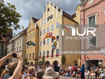 Over 2,000 participants recreate the medieval wedding of Hedwig Jagiellon and George of Bavaria. On July 16, 2023, in Landshut, Bavaria, Ger...