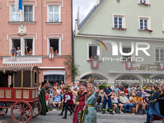 Over 2,000 participants recreate the medieval wedding of Hedwig Jagiellon and George of Bavaria. On July 16, 2023, in Landshut, Bavaria, Ger...