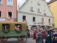 Over 2,000 participants recreate the medieval wedding of Hedwig Jagiellon and George of Bavaria. On July 16, 2023, in Landshut, Bavaria, Ger...