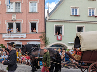 Over 2,000 participants recreate the medieval wedding of Hedwig Jagiellon and George of Bavaria. On July 16, 2023, in Landshut, Bavaria, Ger...