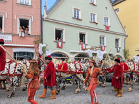 Over 2,000 participants recreate the medieval wedding of Hedwig Jagiellon and George of Bavaria. On July 16, 2023, in Landshut, Bavaria, Ger...