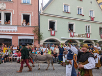 Over 2,000 participants recreate the medieval wedding of Hedwig Jagiellon and George of Bavaria. On July 16, 2023, in Landshut, Bavaria, Ger...