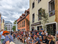 Over 2,000 participants recreate the medieval wedding of Hedwig Jagiellon and George of Bavaria. On July 16, 2023, in Landshut, Bavaria, Ger...