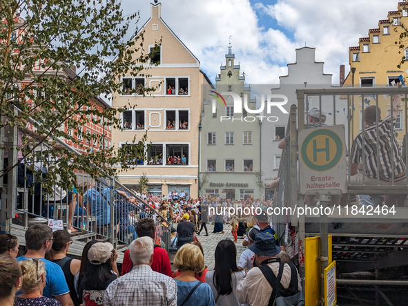 Over 2,000 participants recreate the medieval wedding of Hedwig Jagiellon and George of Bavaria. On July 16, 2023, in Landshut, Bavaria, Ger...