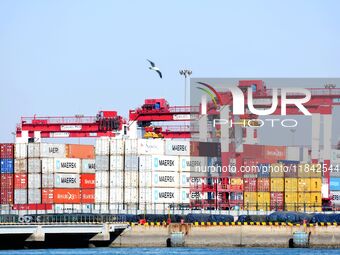 Foreign trade containers are seen at the port of Qingdao in Qingdao, China, on December 7, 2024. (