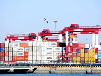 Foreign trade containers are seen at the port of Qingdao in Qingdao, China, on December 7, 2024. (