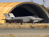 A Lockheed Martin F-35A Lightning II of the Italy Air Force heads to the runway to take off from Los Llanos military air base during the Tac...