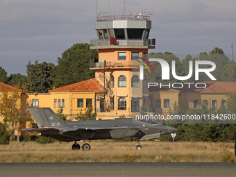 A Lockheed Martin F-35A Lightning II of the Italy Air Force heads to the runway to take off from Los Llanos military air base during the Tac...