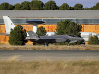 A Lockheed Martin F-35A Lightning II of the Italy Air Force heads to the runway to take off from Los Llanos military air base during the Tac...