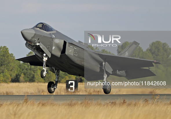 The Lockheed Martin F-35A Lightning II of the Italy Air Force takes off from Los Llanos military air base during the Tactical Leadership Pro...