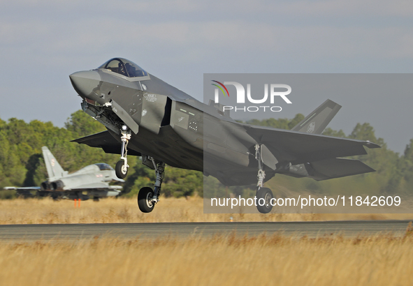 The Lockheed Martin F-35A Lightning II of the Italy Air Force takes off from Los Llanos military air base during the Tactical Leadership Pro...