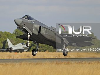 The Lockheed Martin F-35A Lightning II of the Italy Air Force takes off from Los Llanos military air base during the Tactical Leadership Pro...