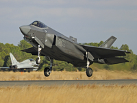 The Lockheed Martin F-35A Lightning II of the Italy Air Force takes off from Los Llanos military air base during the Tactical Leadership Pro...