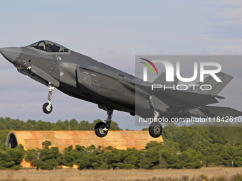 The Lockheed Martin F-35A Lightning II of the Italy Air Force takes off from Los Llanos military air base during the Tactical Leadership Pro...