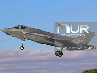 The Lockheed Martin F-35A Lightning II of the Italy Air Force takes off from Los Llanos military air base during the Tactical Leadership Pro...