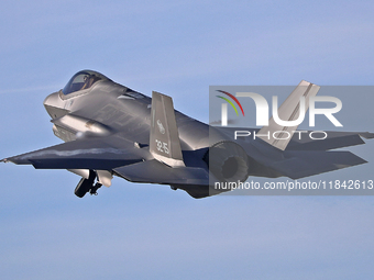 The Lockheed Martin F-35A Lightning II of the Italy Air Force takes off from Los Llanos military air base during the Tactical Leadership Pro...