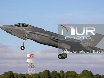 The Lockheed Martin F-35A Lightning II of the Italy Air Force takes off from Los Llanos military air base during the Tactical Leadership Pro...