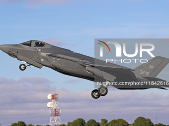 The Lockheed Martin F-35A Lightning II of the Italy Air Force takes off from Los Llanos military air base during the Tactical Leadership Pro...