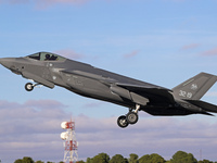 The Lockheed Martin F-35A Lightning II of the Italy Air Force takes off from Los Llanos military air base during the Tactical Leadership Pro...