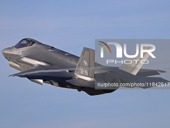 The Lockheed Martin F-35A Lightning II of the Italy Air Force takes off from Los Llanos military air base during the Tactical Leadership Pro...