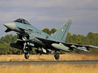 The Eurofighter EF-2000 Typhoon of the Luftwaffe (German Air Force) takes off from Los Llanos military air base during the Tactical Leadersh...