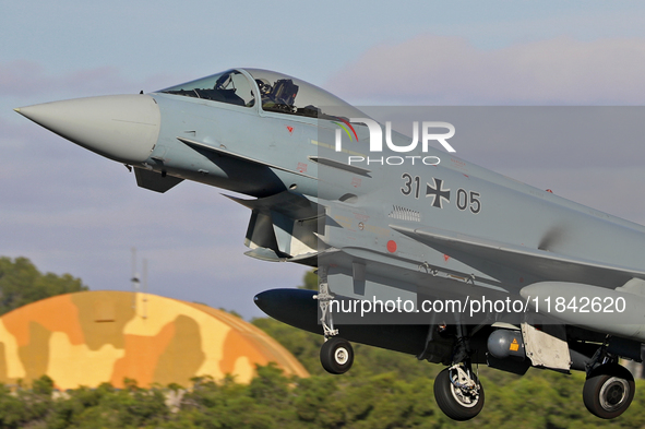 The Eurofighter EF-2000 Typhoon of the Luftwaffe (German Air Force) takes off from Los Llanos military air base during the Tactical Leadersh...