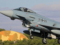 The Eurofighter EF-2000 Typhoon of the Luftwaffe (German Air Force) takes off from Los Llanos military air base during the Tactical Leadersh...