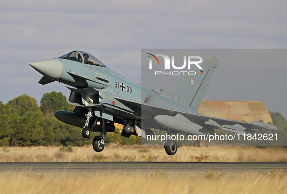 The Eurofighter EF-2000 Typhoon of the Luftwaffe (German Air Force) takes off from Los Llanos military air base during the Tactical Leadersh...