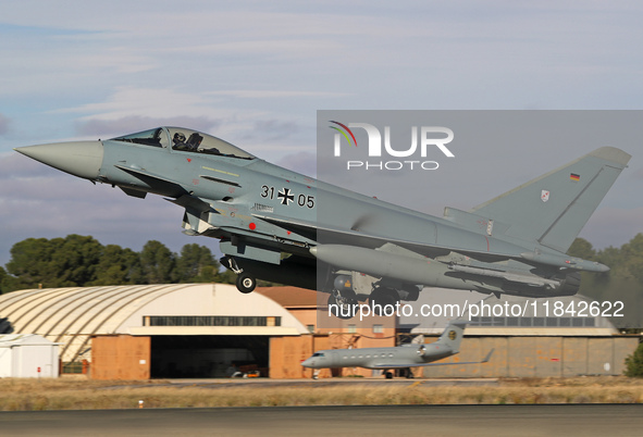 The Eurofighter EF-2000 Typhoon of the Luftwaffe (German Air Force) takes off from Los Llanos military air base during the Tactical Leadersh...