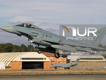 The Eurofighter EF-2000 Typhoon of the Luftwaffe (German Air Force) takes off from Los Llanos military air base during the Tactical Leadersh...