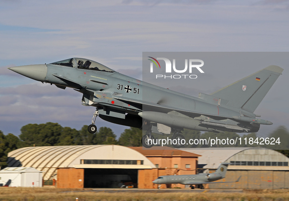 The Eurofighter EF-2000 Typhoon of the Luftwaffe (German Air Force) takes off from Los Llanos military air base during the Tactical Leadersh...