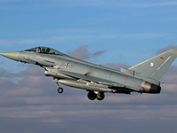 The Eurofighter EF-2000 Typhoon of the Luftwaffe (German Air Force) takes off from Los Llanos military air base during the Tactical Leadersh...