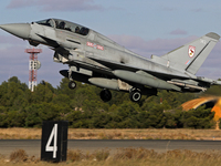 A British Royal Air Force Eurofighter Typhoon FGR.4 takes off from Los Llanos military air base during the Tactical Leadership Programme in...