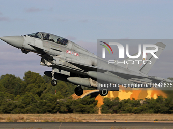 A British Royal Air Force Eurofighter Typhoon FGR.4 takes off from Los Llanos military air base during the Tactical Leadership Programme in...