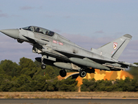 A British Royal Air Force Eurofighter Typhoon FGR.4 takes off from Los Llanos military air base during the Tactical Leadership Programme in...