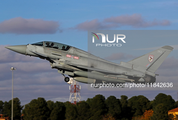 A British Royal Air Force Eurofighter Typhoon FGR.4 takes off from Los Llanos military air base during the Tactical Leadership Programme in...