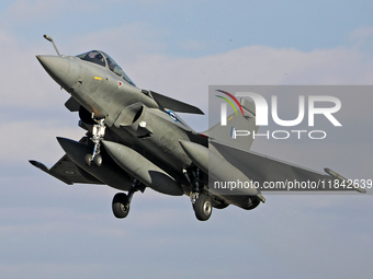 A Dassault Rafale EG of the Hellenic Air Force lands at Los Llanos military air base during the Tactical Leadership Programme in Albacete, S...