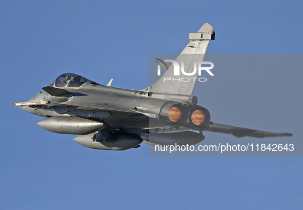 A Dassault Rafale EG of the Hellenic Air Force lands at Los Llanos military air base during the Tactical Leadership Programme in Albacete, S...