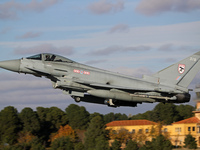 A British Royal Air Force Eurofighter Typhoon FGR.4 takes off from Los Llanos military air base during the Tactical Leadership Programme in...