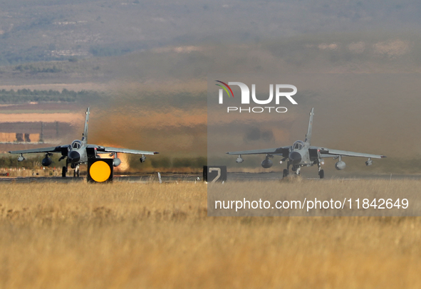 Two Panavia Tornado IDS of the Luftwaffe (German Air Force) take off from Los Llanos military air base during the Tactical Leadership Progra...