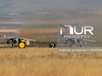 Two Panavia Tornado IDS of the Luftwaffe (German Air Force) take off from Los Llanos military air base during the Tactical Leadership Progra...