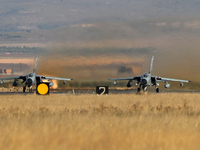 Two Panavia Tornado IDS of the Luftwaffe (German Air Force) take off from Los Llanos military air base during the Tactical Leadership Progra...