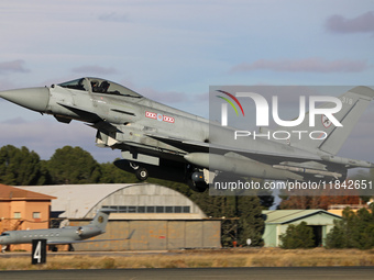 A British Royal Air Force Eurofighter Typhoon FGR.4 takes off from Los Llanos military air base during the Tactical Leadership Programme in...