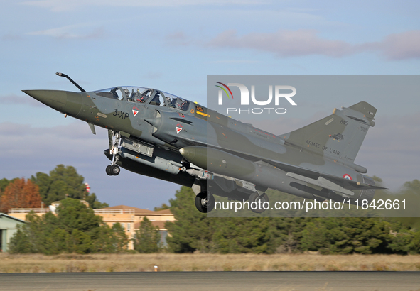 A Dassault Mirage 2000D of the Armee de l'Air lands at Los Llanos military air base during the Tactical Leadership Programme in Albacete, Sp...