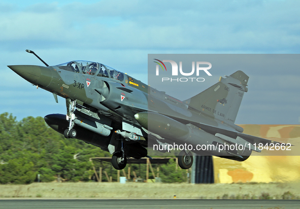 A Dassault Mirage 2000D of the Armee de l'Air lands at Los Llanos military air base during the Tactical Leadership Programme in Albacete, Sp...