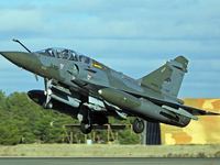 A Dassault Mirage 2000D of the Armee de l'Air lands at Los Llanos military air base during the Tactical Leadership Programme in Albacete, Sp...